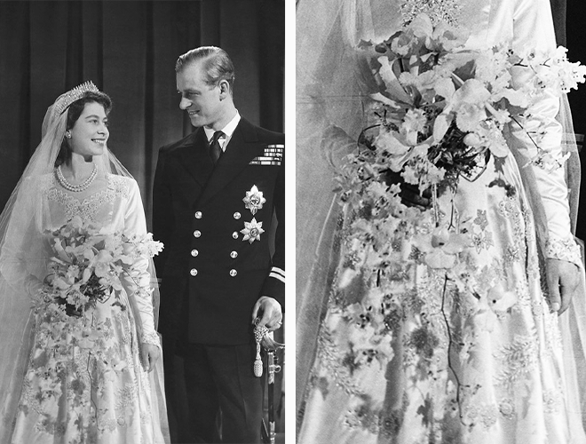королева елизавета свадьба букет фото