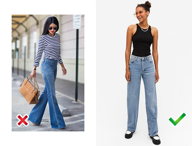 Фото, с чем носить джинсы клеш: 25 стильных образов на 2021