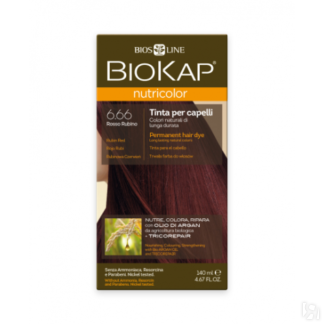 Тон 6.66 краска для волос цвет рубиново-красный Biokap Nutricolor