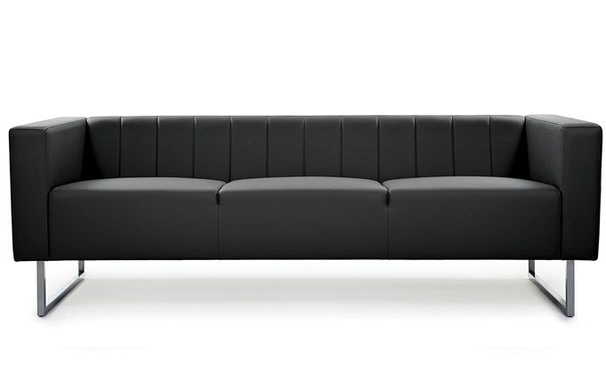 Офисный диван Вента трехместный, Кожзам Euroline, 9100, черный