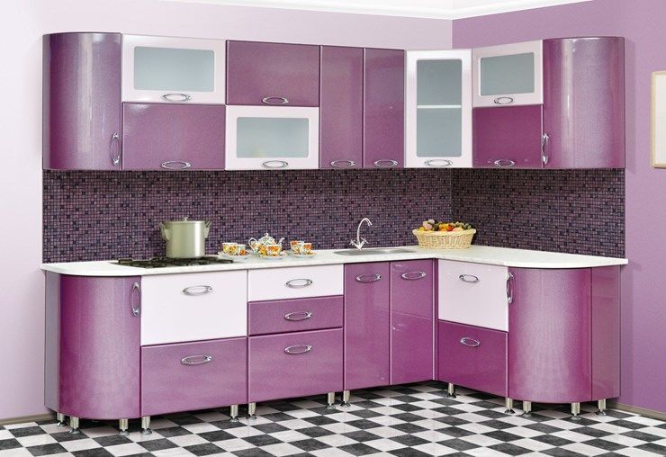 Кухня угловая Мыло 128 2700х1500, цвет Фиолет/Пастель фиолет