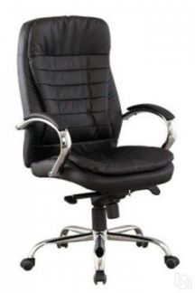 Офисное кресло Кресло J 9031-1 нат. кожа /хром, черный