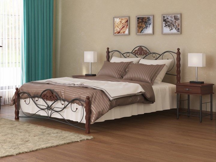 Двуспальная кровать Garda 2R 160х200, орех/металл