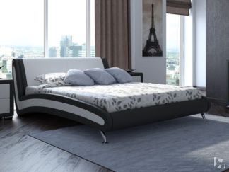 Кровать 2-х спальная Corso-2 180х200, Экокожа (Черный с белым)