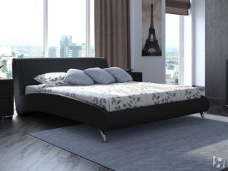 Спальная кровать Corso-2 160х200, Экокожа (Черный)