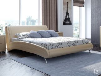 Кровать спальная Corso-2 160х200, Экокожа (Бежевый перламутр)