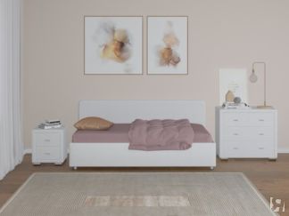 Кровать с подъемным механизмом Siesta, 90х200, экокожа белая
