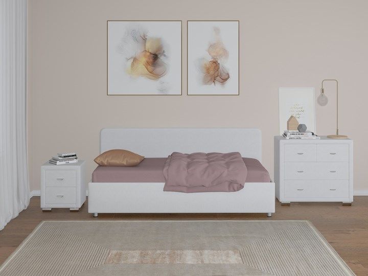 Кровать с подъемным механизмом Siesta, 90х200, экокожа белая