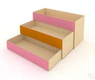 Детская кровать 3-х уровневая КД-3, Беж + Розовый + Оранжевый