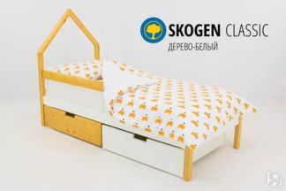 Детская кровать-домик мини Skogen белый-дерево