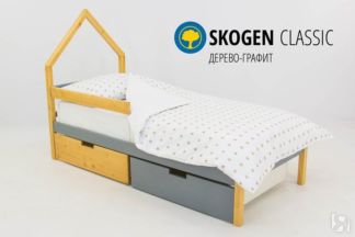 Кровать-домик детская мини Skogen дерево-графит