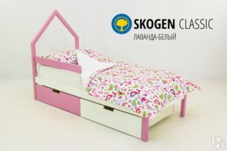 Кровать-домик детская мини Skogen белый-лаванда