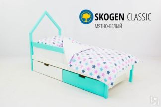 Кровать-домик детская мини Skogen белый-мятный