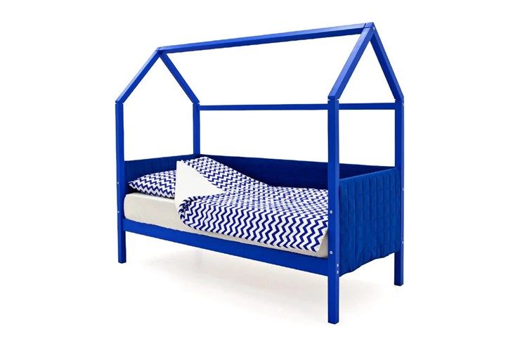 Кровать-домик детская «Svogen синий» мягкая