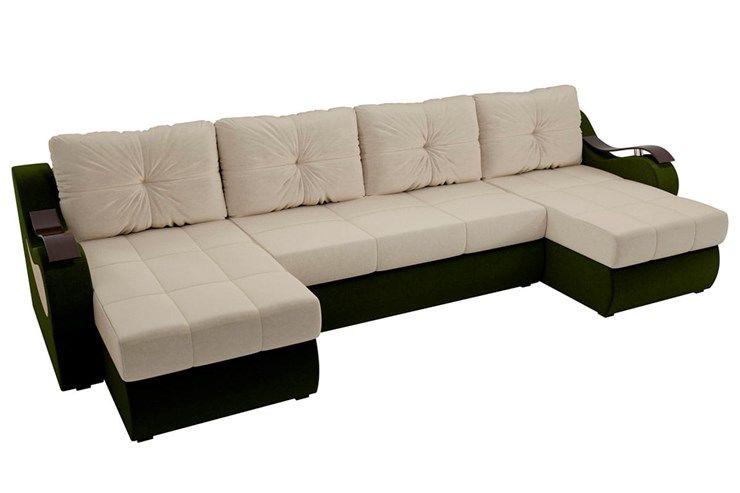 П-образный диван Меркурий П, Бежевый/зеленый (вельвет)