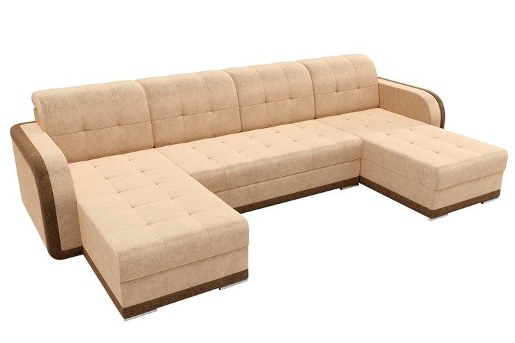 П-образный диван Марсель, Бежевый/коричневый (велюр)