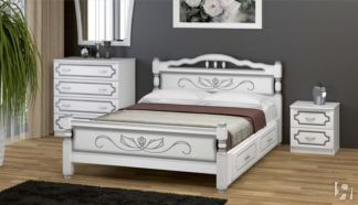 Кровать с выкатными ящиками Карина-5 (Белый Жемчуг) 120х200