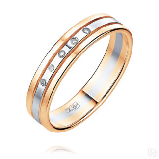 Обручальное кольцо из красного золота 585 пробы с бриллиантом ADAMAS