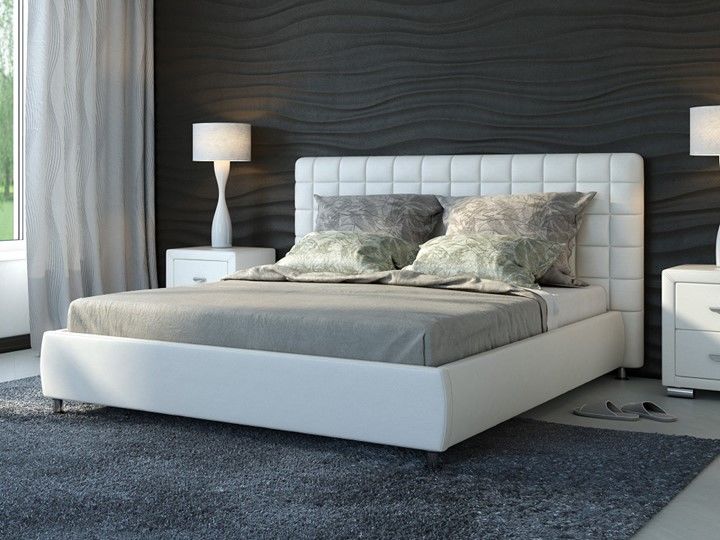 Кровать в спальню Corso-3 160х200, Экокожа (Белый)