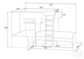 Трехместная двухъярусная кровать Трио 
Дуб молочный фото 2