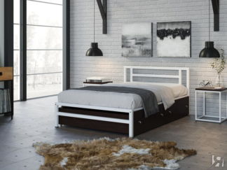 Односпальная кровать Титан 120 Белый ящики 
венге