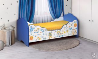 Кровать детская с бортиком Оскар 60х140 (Белый/Синий)