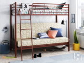 Двухъярусная кровать с диваном Мадлен 
2 Коричневая