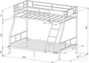 Двухъярусная кровать Гранада-1 140 Серый
