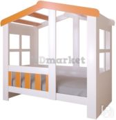 Детская кровать Астра домик Белая/Оранжевый