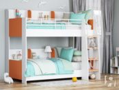 Двухъярусная кровать Соня 5 Белая/Оранжевая 
правая