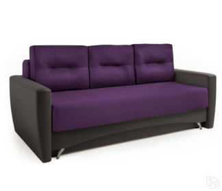 Диван-кровать Опера 150 экокожа шоколад и фиолетовая рогожка