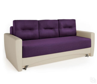 Диван-кровать Опера 150 экокожа беж и фиолетовая рогожка