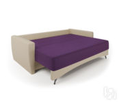 Диван-кровать Опера 130 экокожа беж и фиолетовая рогожка