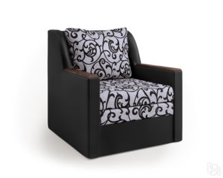 Кресло-кровать Соло экокожа черный и узоры