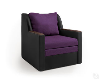 Кресло-кровать Соло экокожа черный и фиолетовая рогожка