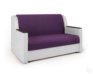 Диван-кровать Аккорд Д 100 фиолетовая рогожка и экокожа белая