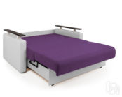 Диван-кровать Шарм 100 фиолетовая рогожка и экокожа белая