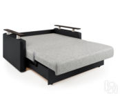 Диван-кровать Шарм 120 экокожа черная и серый шенилл