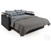 Диван-кровать Шарм 140 экокожа черная и серый шенилл