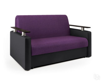 Диван-кровать Шарм 120 фиолетовая рогожка и черная экокожа