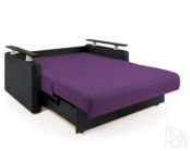 Диван-кровать Шарм 140 фиолетовая рогожка и черная экокожа